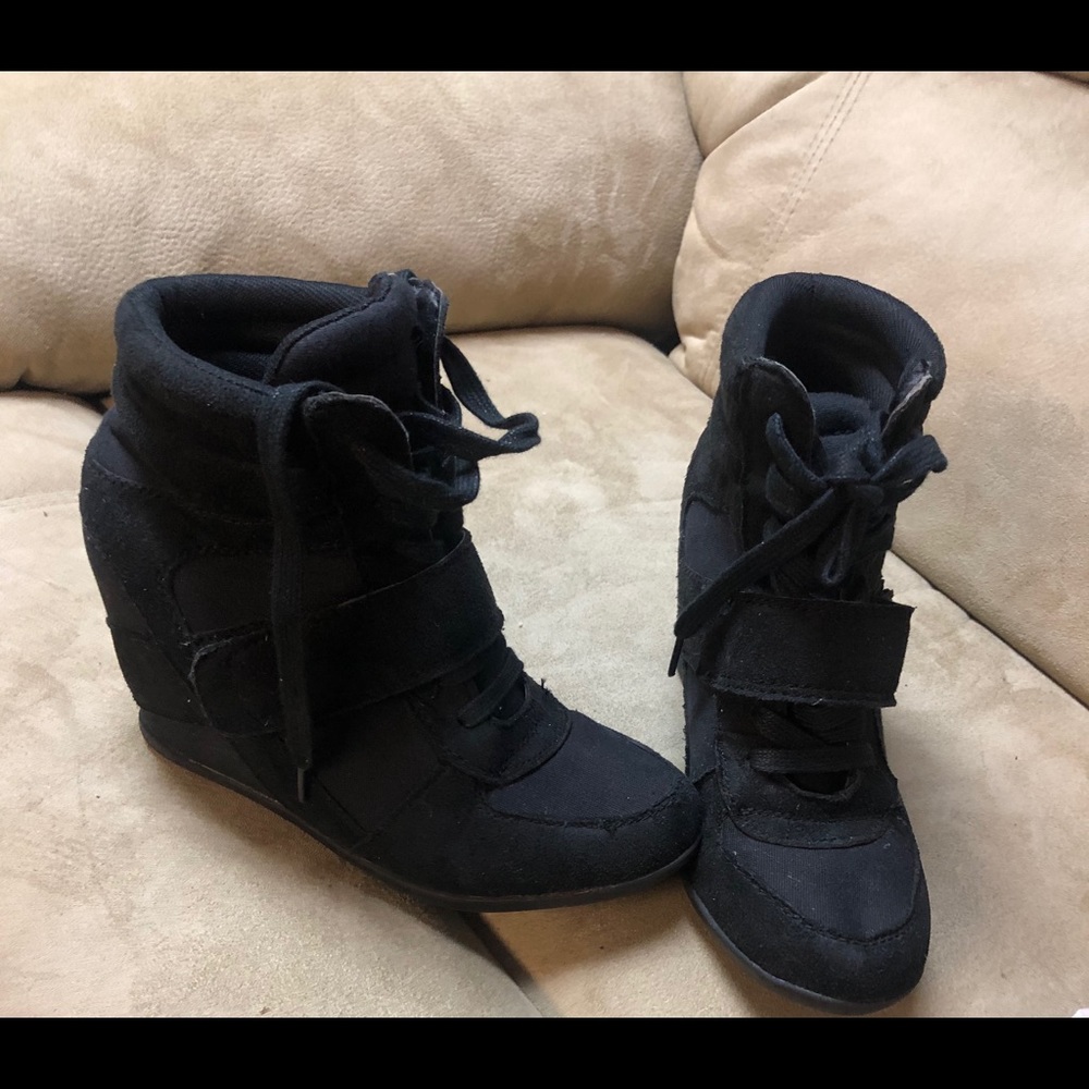 suede wedge sneakers